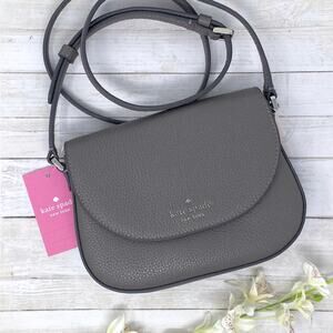 Kate Spade Leila Mini Flap Crossbody Purse in Hare Gray Leather wlr00396